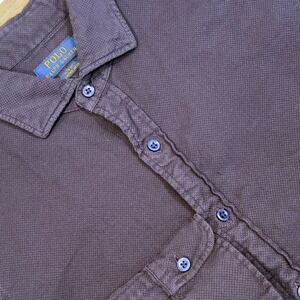 Polo‎ Ralph Lauren Slim Fit Diamond Mesh Button Down Shirt Mens Size Medium Navy